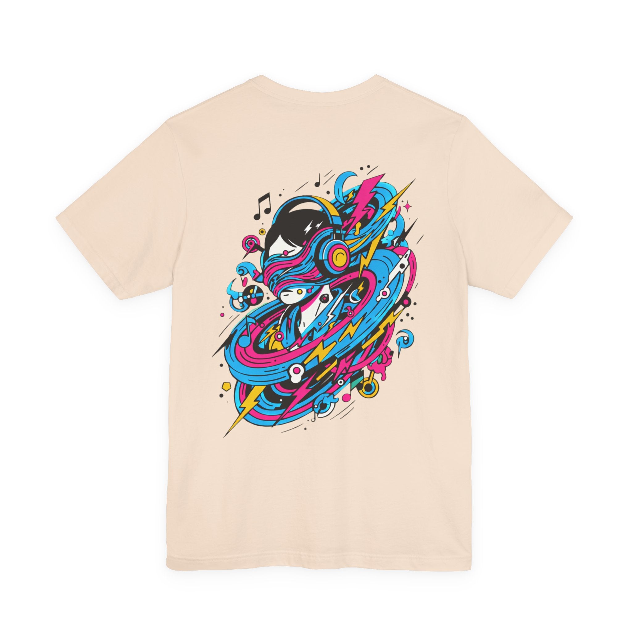 Retro Cosmic DJ T‑Shirt — Neon Vinyl Music Graphic Tee