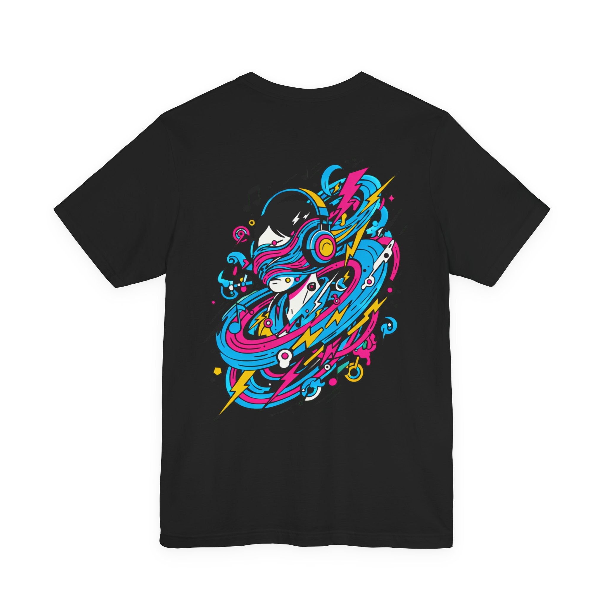 Retro Cosmic DJ T‑Shirt — Neon Vinyl Music Graphic Tee