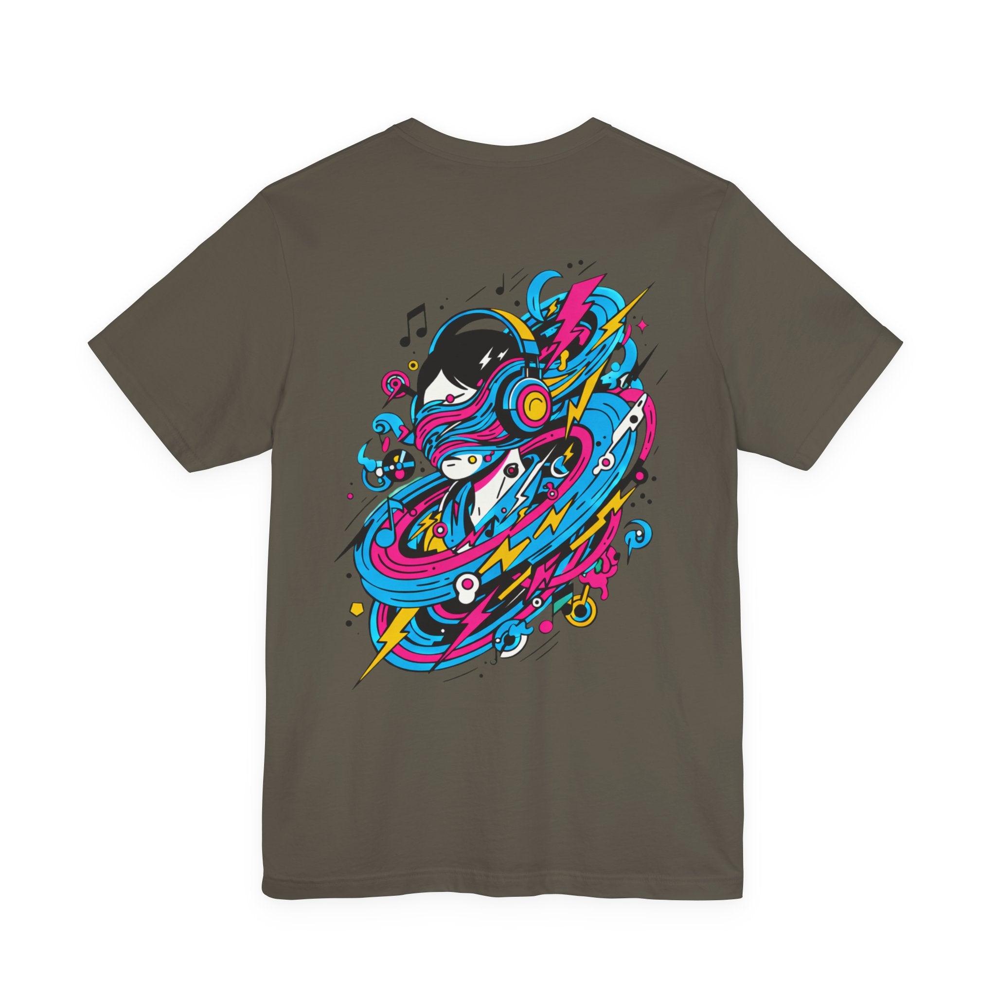 Retro Cosmic DJ T‑Shirt — Neon Vinyl Music Graphic Tee