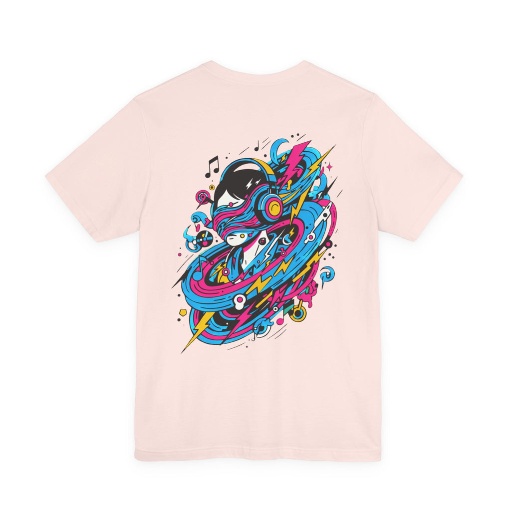 Retro Cosmic DJ T‑Shirt — Neon Vinyl Music Graphic Tee