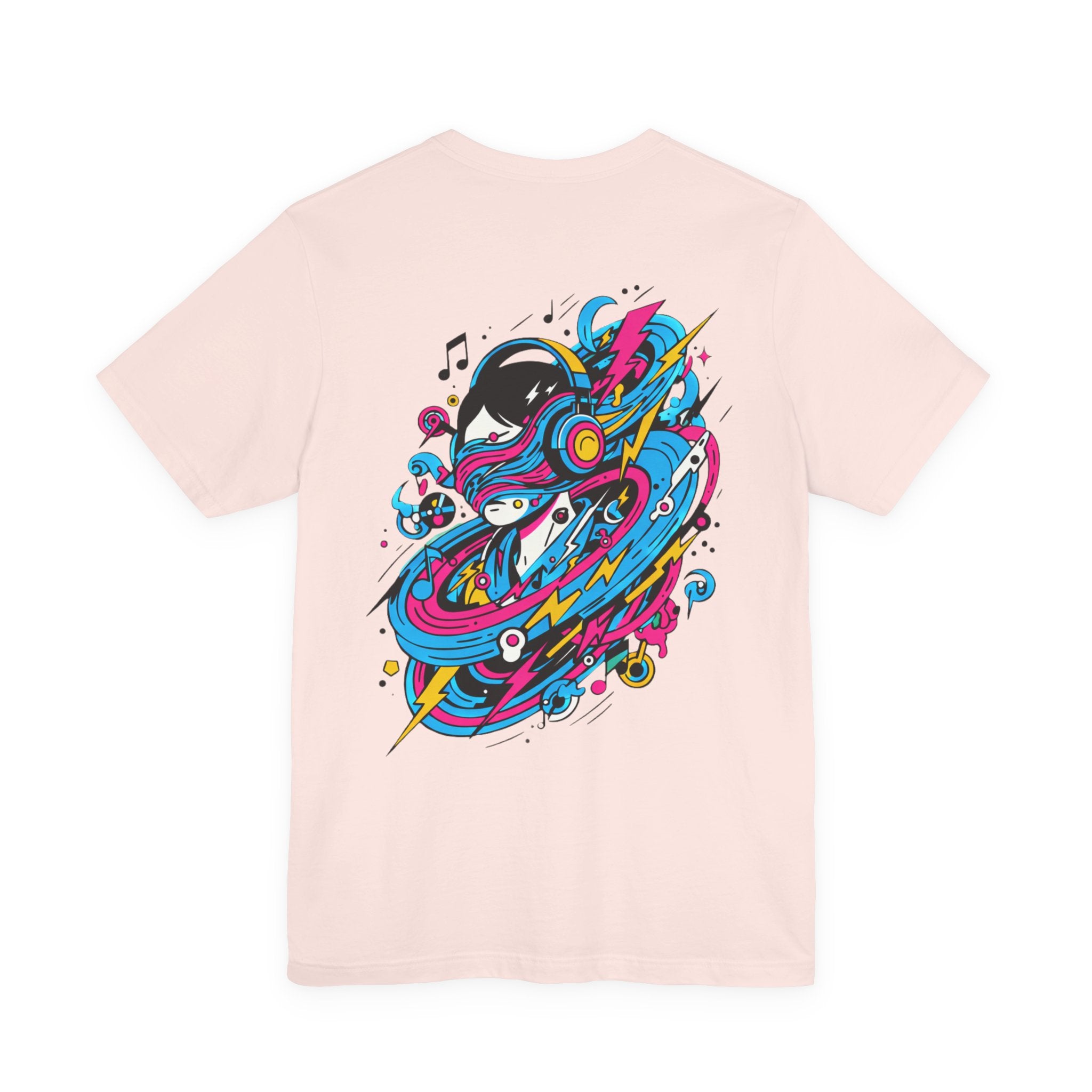 Retro Cosmic DJ T‑Shirt — Neon Vinyl Music Graphic Tee