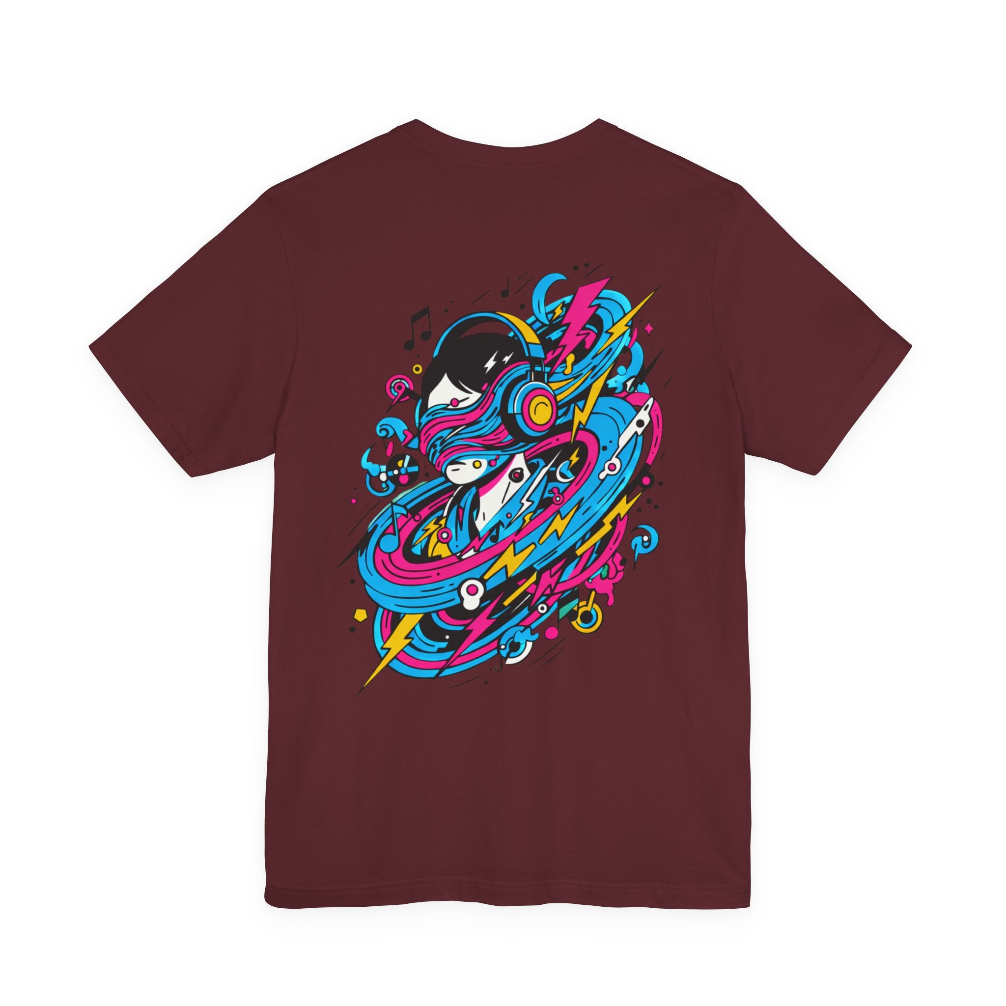 Retro Cosmic DJ T‑Shirt — Neon Vinyl Music Graphic Tee