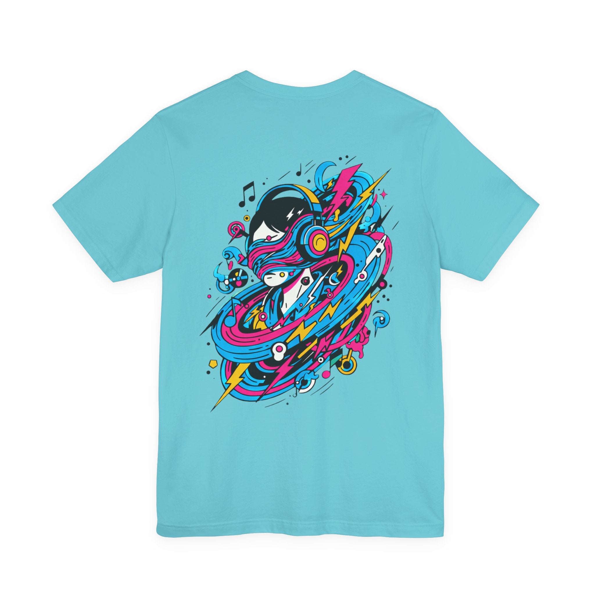 Retro Cosmic DJ T‑Shirt — Neon Vinyl Music Graphic Tee