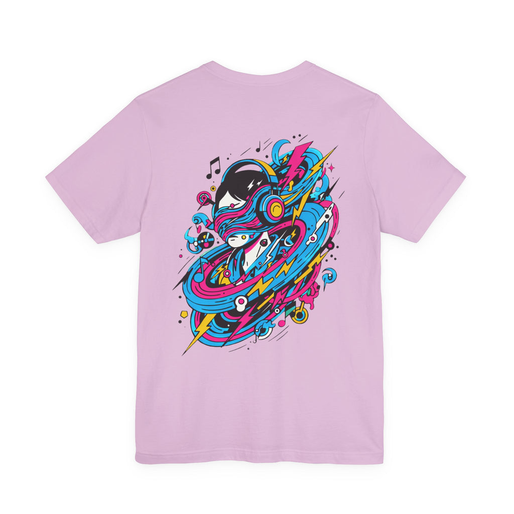 Retro Cosmic DJ T‑Shirt — Neon Vinyl Music Graphic Tee