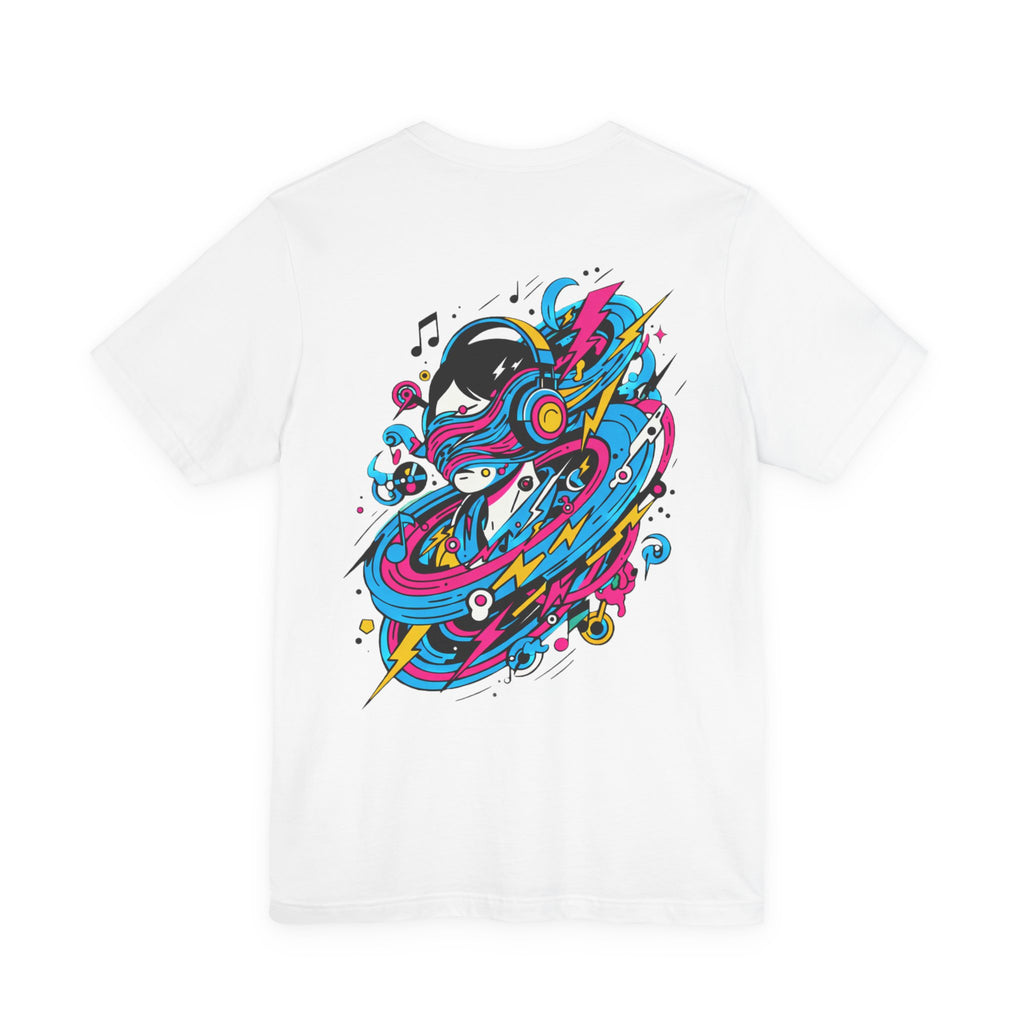 Retro Cosmic DJ T‑Shirt — Neon Vinyl Music Graphic Tee