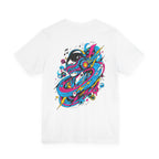 Retro Cosmic DJ T‑Shirt — Neon Vinyl Music Graphic Tee