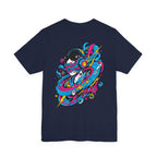 Retro Cosmic DJ T‑Shirt — Neon Vinyl Music Graphic Tee