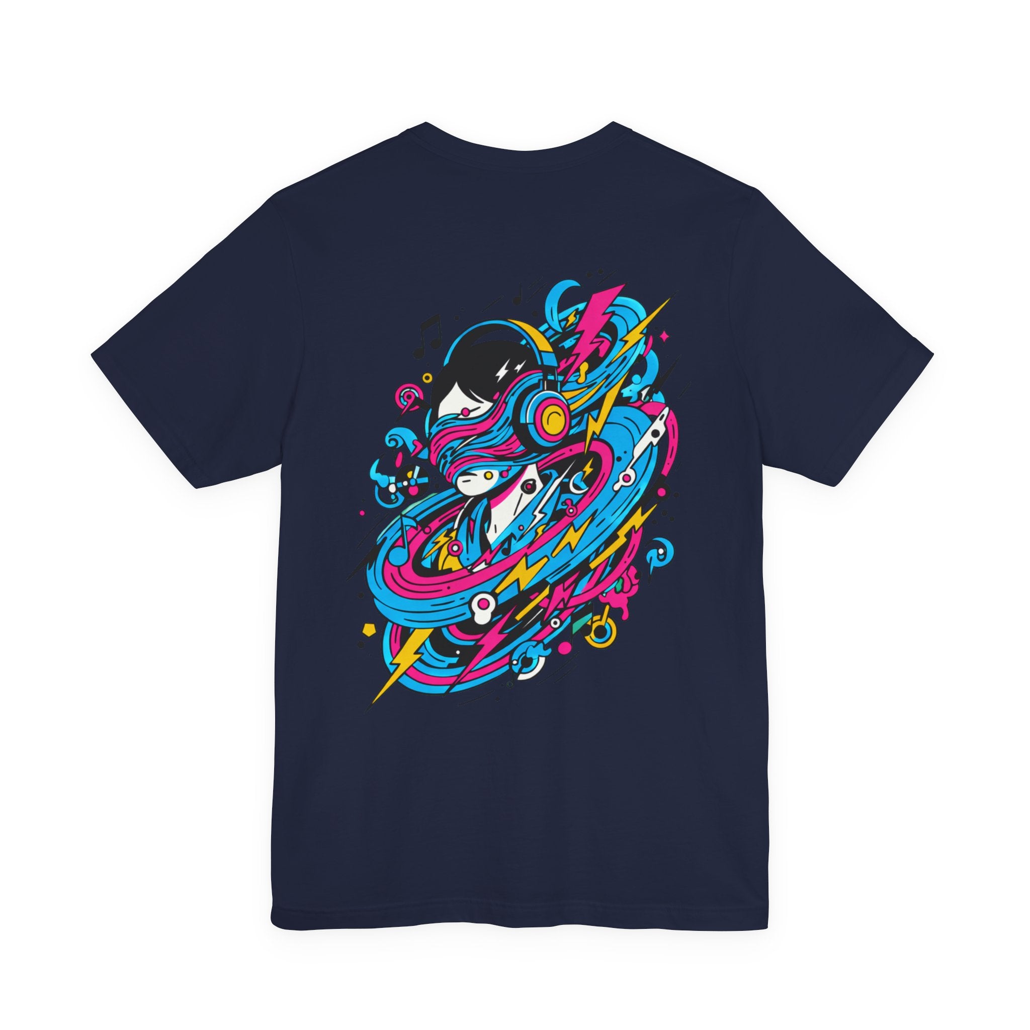 Retro Cosmic DJ T‑Shirt — Neon Vinyl Music Graphic Tee